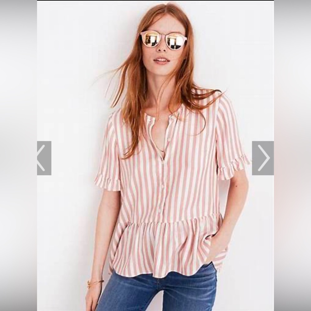 Madewell Xs striped peplum top